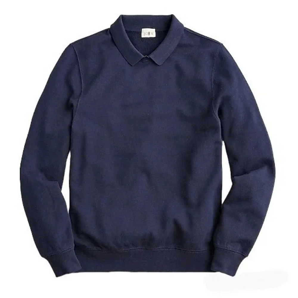 J. Crew Piqué‎ Fleece Sweatshirt Men XS Blue Preppy Academia Collegiate Classic